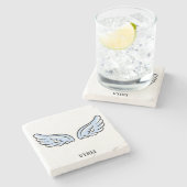 Niedlicher Kleiner Engel-Flügel Steinuntersetzer (Seitenansicht)