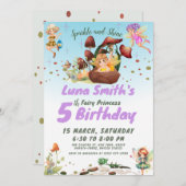 Niedlicher kleiner Fairy Princess bunt Geburtstag Einladung (Vorne/Hinten)
