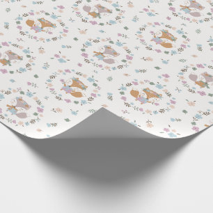 Niedlicher Kleiner Fall Fox mit Blume in sanften F Geschenkpapier