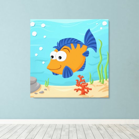 Niedlicher kleiner Fisch Leinwanddruck (Insitu (Holzboden))