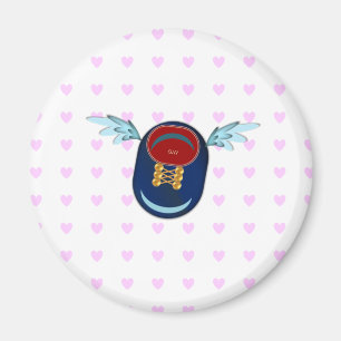 Niedlicher kleiner Flügelschuh-Cartoon und rosa He Magnet