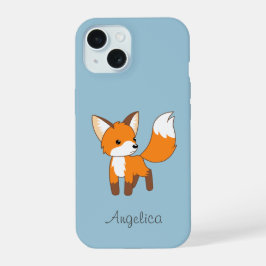 Niedlicher kleiner Fox auf blau iPhone 15 Hülle