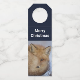 Niedlicher kleiner Fox knurrte Foto Weihnachten Flaschenanhänger