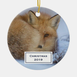 Niedlicher kleiner Fox knurrte Foto Weihnachten Keramik Ornament