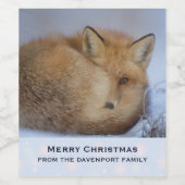 Niedlicher kleiner Fox knurrte Foto Weihnachten Weinetikett (Einzelnes Label)