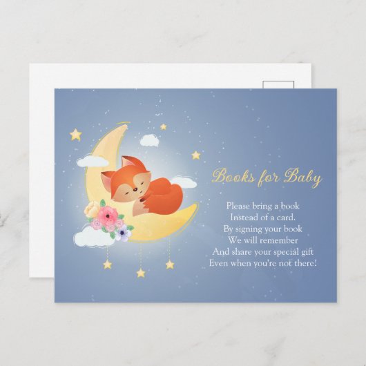 Niedlicher kleiner Fuchs auf den Mondbüchern für d Postkarte (Vorne/Hinten)