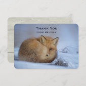 Niedlicher kleiner Fuchs hat das Foto im Winter au Dankeskarte (Vorne/Hinten)