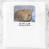 Niedlicher kleiner Fuchs krümmte Winterfest Foto G Quadratischer Aufkleber (Tasche)