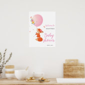 Niedlicher kleiner Fuchs mit Ballon Begrüßungspake Poster (Küche)