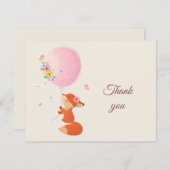Niedlicher kleiner Fuchs mit Ballon danke Karte (Vorne/Hinten)