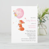 Niedlicher kleiner Fuchs mit Ballon Einladung (Stehend Vorderseite)