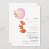 Niedlicher kleiner Fuchs mit Ballon Einladung (Vorne/Hinten)