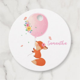 Niedlicher kleiner Fuchs mit Ballon Geschenkanhänger