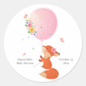 Niedlicher kleiner Fuchs mit Ballon Runder Aufkleber (Vorderseite)
