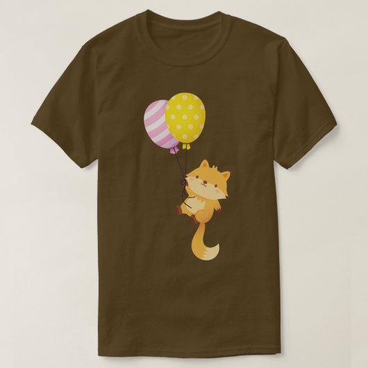 Niedlicher kleiner Fuchs mit Balloons T-Shirt (Design vorne)
