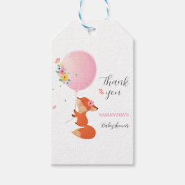 Niedlicher kleiner Fuchs mit rosa Ballon Geschenk Geschenkanhänger