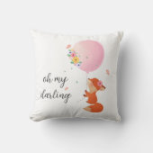 niedlicher kleiner Fuchs mit rosa Blumenballon Kissen (Vorderseite)