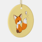 Niedlicher kleiner Fuchs sieht Schmetterling auf G Keramik Ornament (Rechts)