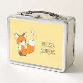 Niedlicher kleiner Fuchs sieht Schmetterling auf G Metall Brotdose (Vorderseite)