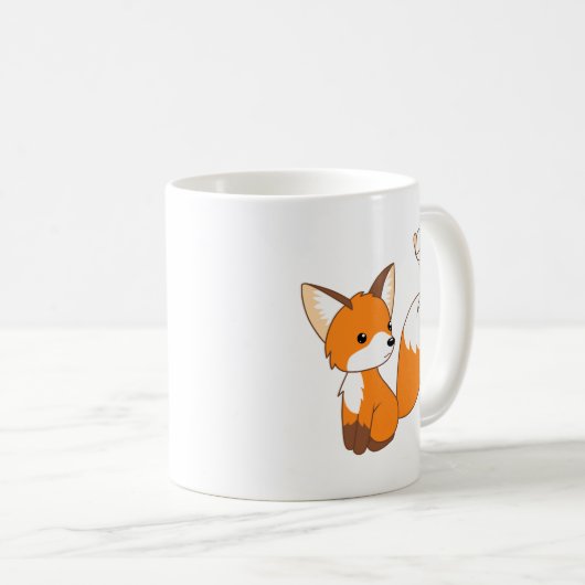 Niedlicher kleiner Fuchs sieht Schmetterling-Kaffe Kaffeetasse (VorderseiteRechts)