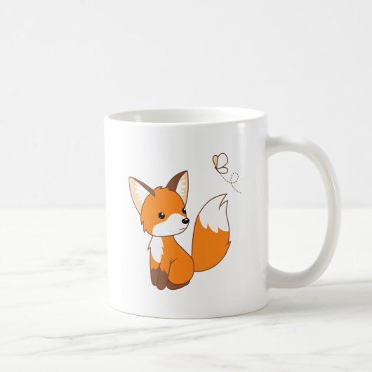 Niedlicher kleiner Fuchs sieht Schmetterling-Kaffe Kaffeetasse (Rechts)