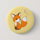 Niedlicher kleiner Fuchs sieht Schmetterling zu Button (Vorderseite)