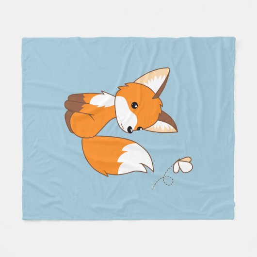 Niedlicher kleiner Fuchs sieht Schmetterling zu Fleecedecke (Vorderseite (Horizontal))