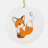 Niedlicher kleiner Fuchs sieht Schmetterling zu Keramik Ornament (Vorne)
