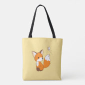 Niedlicher kleiner Fuchs sieht Schmetterling zu Tasche (Rückseite)