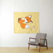 Niedlicher kleiner Fuchs sieht Schmetterling zu Wandteppich (Beispiel (Horizontal))