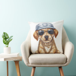 NIEDLICHER KLEINER GANGSTER PUPPY HUND IN KLEIDEN KISSEN