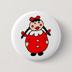 Niedlicher kleiner Girl-Cartoon Red Button
