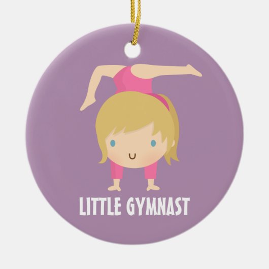 Niedlicher kleiner Gymnast-blonde Keramikornament (Vorne)