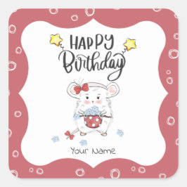 Niedlicher kleiner Hamster Custom Happy Birthday Quadratischer Aufkleber