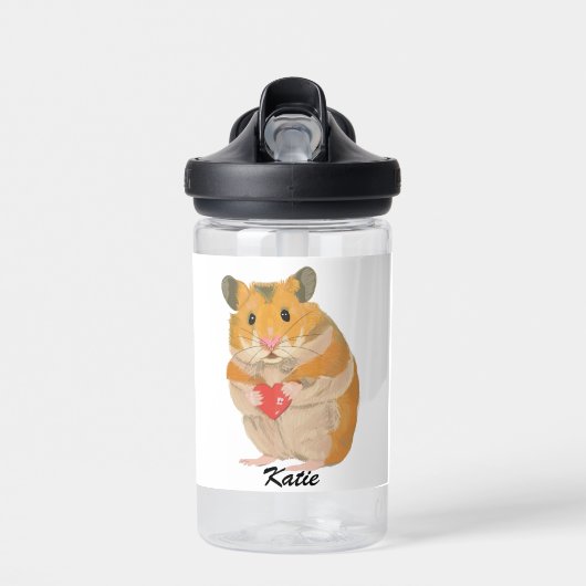 Niedlicher kleiner Hamster, der ein Herz bearbeite Trinkflasche (Vorne)