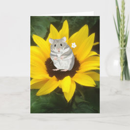 Niedlicher kleiner Hamster in gelber Sonnenblume Karte