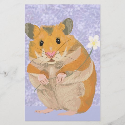 Niedlicher kleiner Hamster mit Blume Briefpapier (Vorderseite)