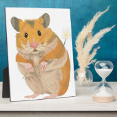Niedlicher kleiner Hamster mit Blume Fotoplatte (Seite)