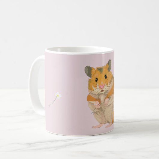 Niedlicher kleiner Hamster mit Blume Kaffeetasse (Vorderseite Links)