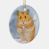 Niedlicher kleiner Hamster mit Blume Keramik Ornament (Rechts)