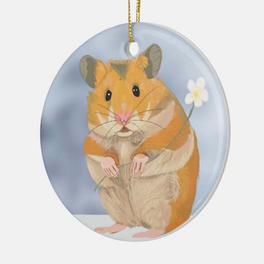 Niedlicher kleiner Hamster mit Blume Keramik Ornament (Links)