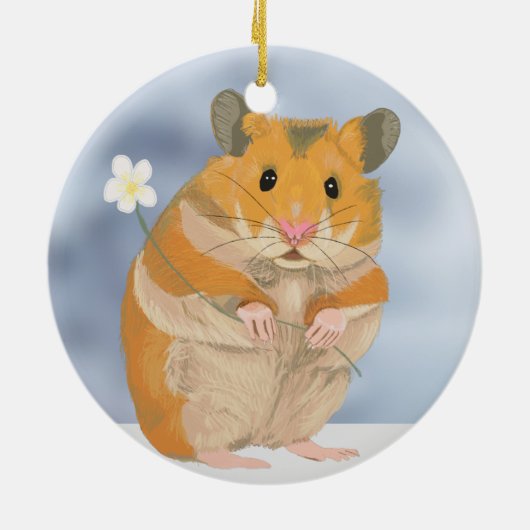 Niedlicher kleiner Hamster mit Blume Keramik Ornament (Hinten)
