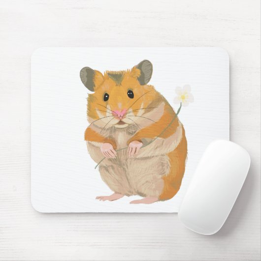 Niedlicher kleiner Hamster mit Blume Mousepad (Mit Mouse)