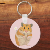Niedlicher kleiner Hamster mit Blume Schlüsselanhänger (Rückseite)