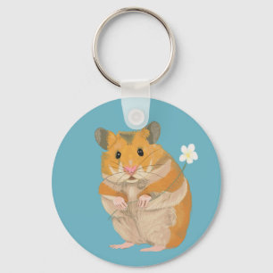 Niedlicher kleiner Hamster mit Blume Schlüsselanhänger