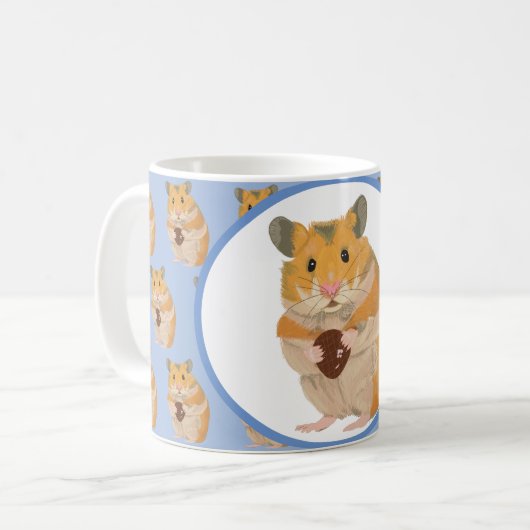 Niedlicher kleiner Hamster mit einem Ostereier Kaffeetasse (Vorderseite Links)