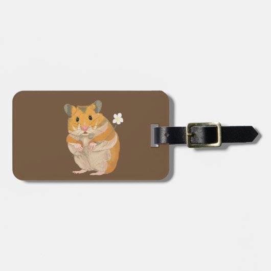 Niedlicher kleiner Hamster mit einer Blume Gepäckanhänger (Vorderseite horizontal)