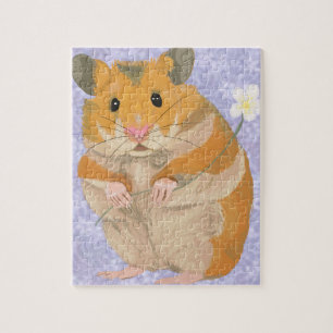 Niedlicher kleiner Hamster mit einer Blume Puzzle