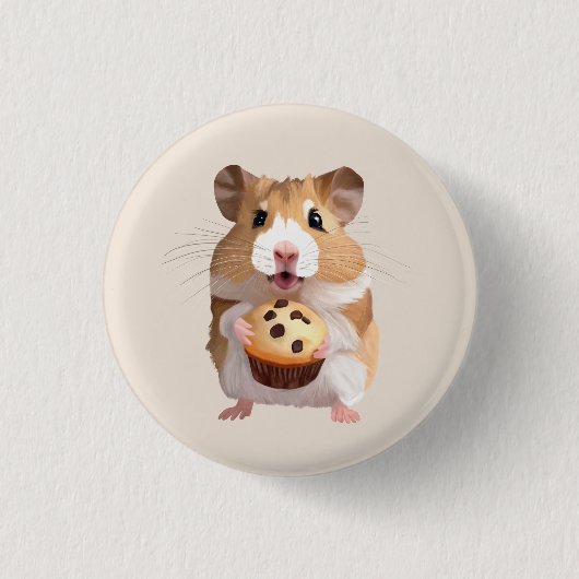 Niedlicher kleiner Hamster mit Muffin Button (Vorderseite)