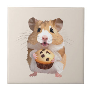 Niedlicher kleiner Hamster mit Muffin Fliese